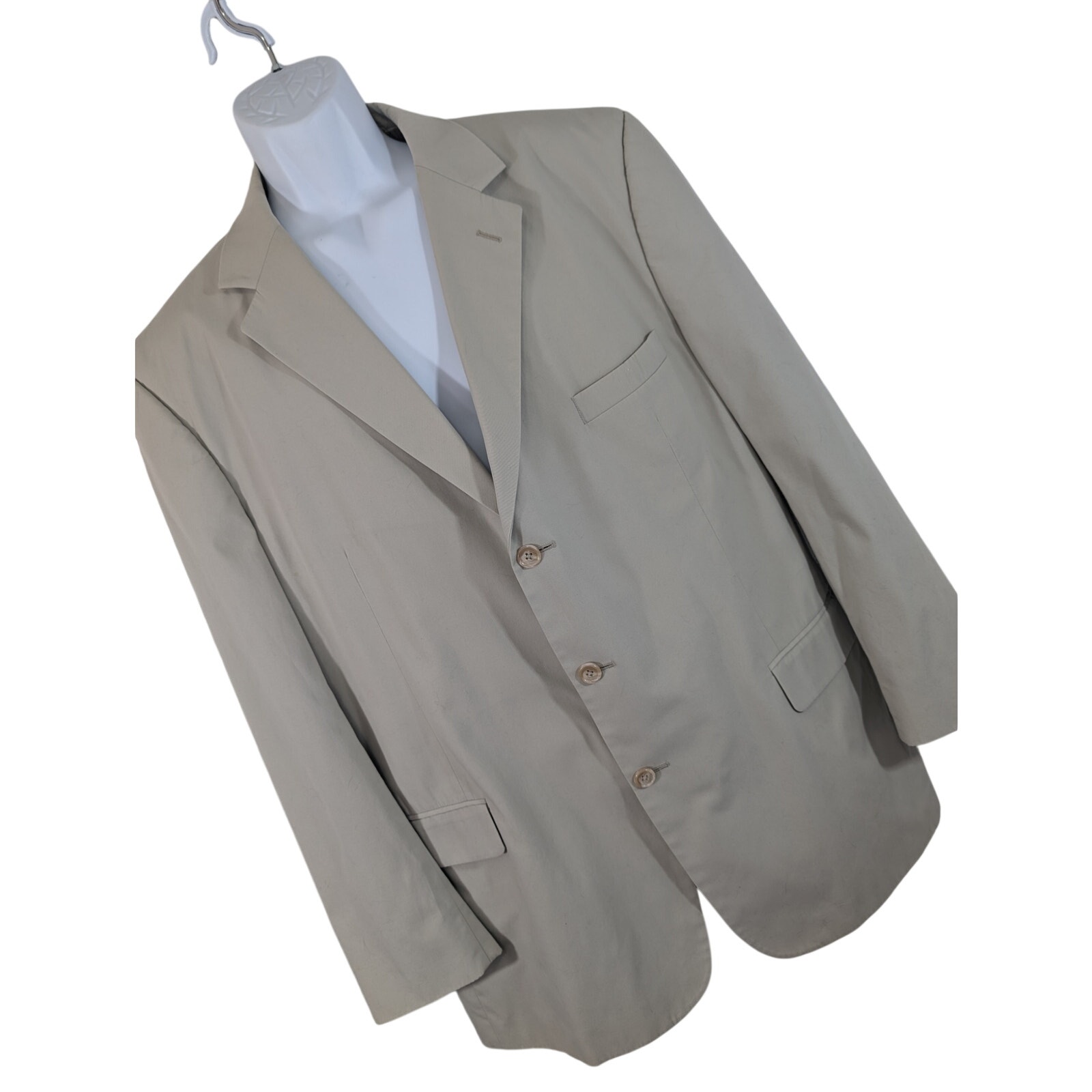 Joseph A. Bank! Khaki Tan Fine Cotton Blend, 3 Button Lightweight Blazer! Sz 48r